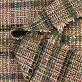 Tweed de laine mélangée Clémence ligne noire et canard fond beige et blanc