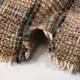 Tweed de laine mélangée Clémence ligne noire et canard fond beige et blanc