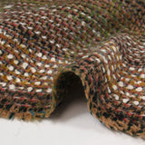 Tweed de laine mélangée Apolline fond vert forêt, camel et noir