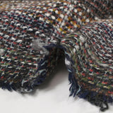 Tweed de laine mélangée Garance fond marron et marine