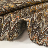 Tweed de coton et soie chevrons marron, beige et orange
