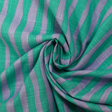 Coton et viscose imprimé doupionné rayé turquoise et mauve