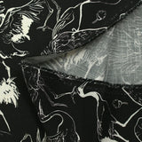 Lin viscose imprimé hérons fond noir