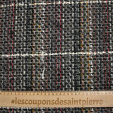 Tweed de laine mélangée Sidonie ligne blanche fond noir, blanc et multicolore