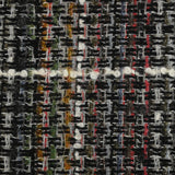 Tweed de laine mélangée Sidonie ligne blanche fond noir, blanc et multicolore