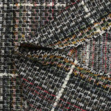 Tweed de laine mélangée Sidonie ligne blanche fond noir, blanc et multicolore