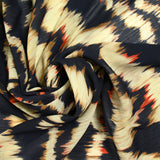 Mousseline crinkle imprimée onde fond noir