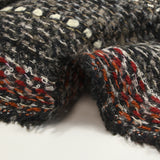 Tweed de laine mélangée Olympe rayé fond anthracite