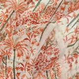 Mousseline imprimée palmier camel fond blanc