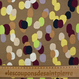 Twill de viscose imprimé tache de pois fond taupe