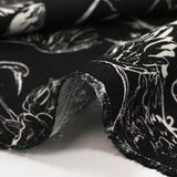 Lin viscose imprimé hérons fond noir