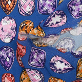 Crêpe viscose imprimé pierre précieuse fond bleu roi