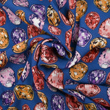 Crêpe viscose imprimé pierre précieuse fond bleu roi