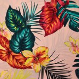 Viscose imprimée Honolulu fond rose clair