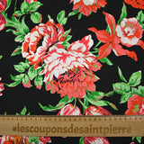 Twill de soie imprimé le temps des fleurs fond noir