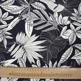 Viscosa natural estampada en negativo con fondo azul medianoche