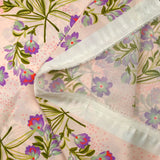 Satin 100% soie imprimé printemps fond rose clair