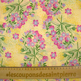 Satin 100% soie imprimé printemps fond vanille