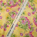 Satin 100% soie imprimé printemps fond vanille