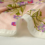 Satin 100% soie imprimé printemps fond rose clair