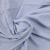 Coton tissé-teint rayé bleu 2mm fond blanc