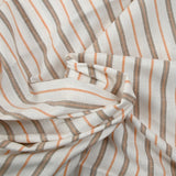 Coton tissé-teint rayé camel fond blanc