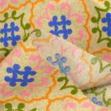 Polycoton imprimé azulejo bleu et orange
