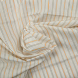 Popeline de coton tissée-teinte rayée orange fond blanc