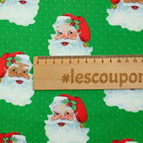 Coton imprimé père Noël à pois fond vert