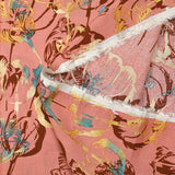 Viscose imprimée ombre de tulipes fond vieux rose