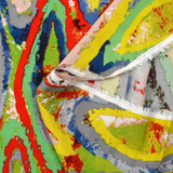 Viscose imprimée évasion triangulaire rouge, vert et gris