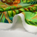Crêpe viscose imprimé jungle en dessin vert