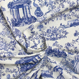 Coton imprimé toile de Jouy Maël bleu fond écru