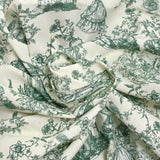 Coton imprimé toile de Jouy Maël vert fond écru