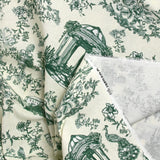 Coton imprimé toile de Jouy Maël vert fond écru
