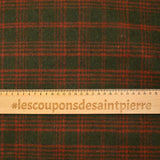 Laine mélangée thermocollée à carreaux fond kaki