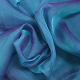 Mousseline 100% soie unie bleu changeant violet