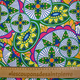 Coton imprimé ethnique Veendam vert et fuchsia