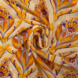 Maille de polyamide fine imprimée tapisserie orange fond jaune beurre