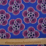 Coton imprimé ethnique Uden violine fond bleu