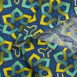Coton imprimé ethnique Schagen fond bleu jean