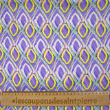 Satin de viscose imprimé disco retro fond parme