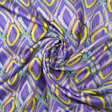 Satin de viscose imprimé disco retro fond parme