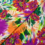 Satin de viscose imprimé brume florale violet fond blanc