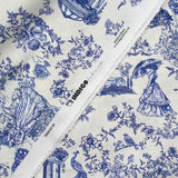 Coton imprimé toile de Jouy Maël bleu fond écru