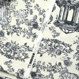 Coton imprimé toile de Jouy Maël gris fond écru