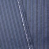 Coton lin rayé Lurex doré fond bleu barbeau