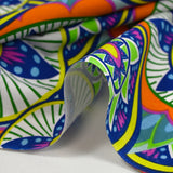 Coton imprimé ethnique Veendam bleu roi et orange