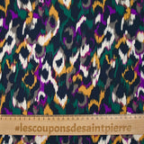 Satin de viscose imprimé Vénus violet fond marine