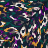 Satin de viscose imprimé Vénus violet fond marine